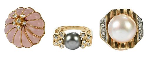 Three Gold Gemstone Rings 