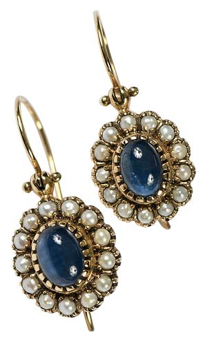 14kt. Sapphire and Pearl Earrings 