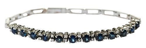 Silver Sapphire & Diamond Bracelet 
