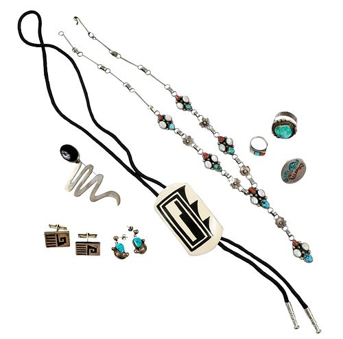 Eight Pieces Silver and Southwestern Jewelry