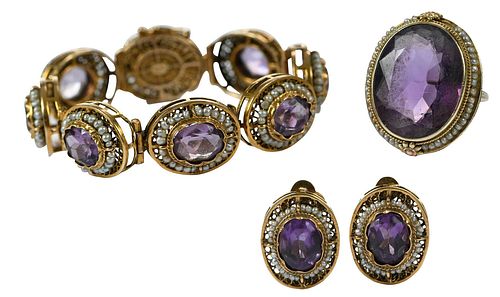 Antique 14kt. Amethyst and Pearl Set