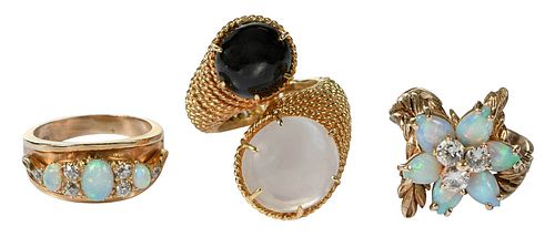 Three Gold Gemstone Rings 