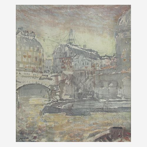 John Marin (American, 1870–1953) Pont-Neuf, Paris; with Fishermen Study verso