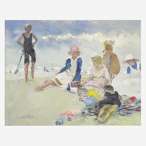 Martha Walter (American, 1875–1976) A Day at the Beach (with various pencil sketches verso)
