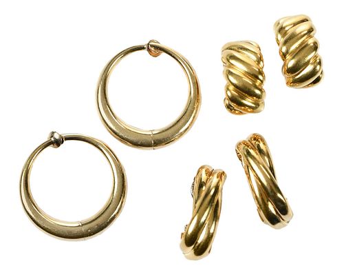 Three Pairs Gold Earclips 