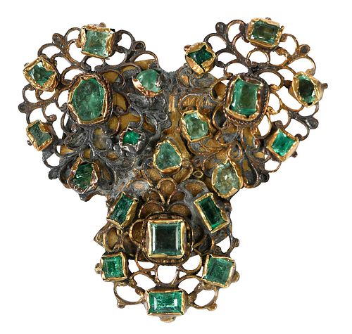 Antique Gold Emerald Brooch 