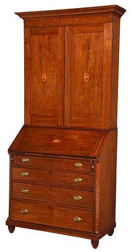 Rare Kentucky Attributed Federal Walnut Desk and Bookcase