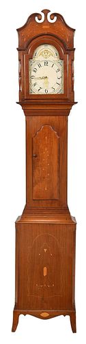 Rare Southern Federal Walnut and Cherry Tall Case Clock