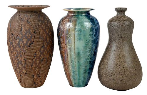 Three Contemporary Southern American Pottery Vases