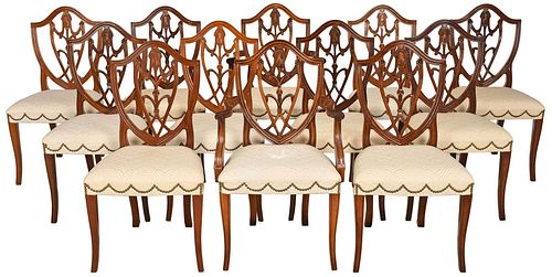 Set of 12 Federal Style Shield Back Dining Chairs