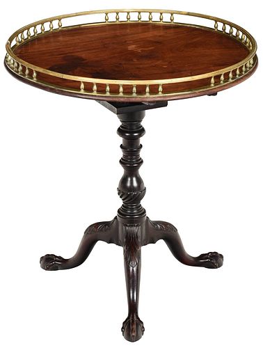 George III Carved Mahogany and Brass Mounted Tea Table