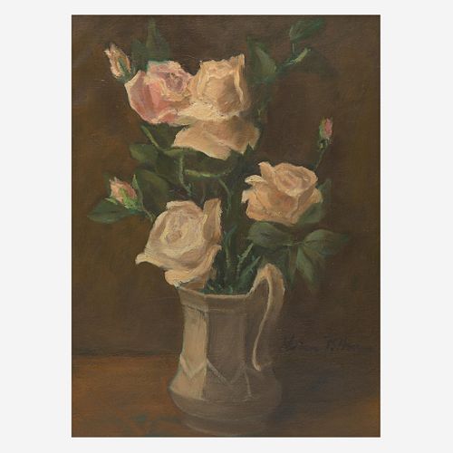 Hobson Pittman (American, 1900-1972) Roses in an Ironstone Pitcher