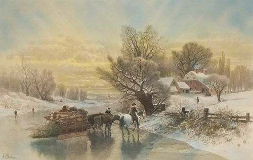 1883 Engraving "The Nearest Way in Winter Time"