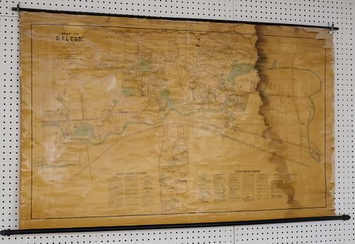 Antique 1894 Hanging Map of Dalton, MA