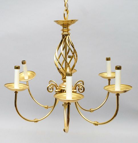 Chippendale Style 6-Light Brass Chandelier