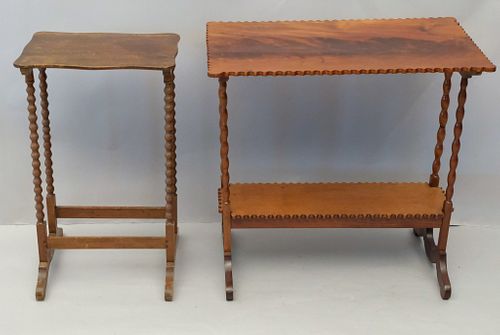 Two Antique Spindle Leg Tables
