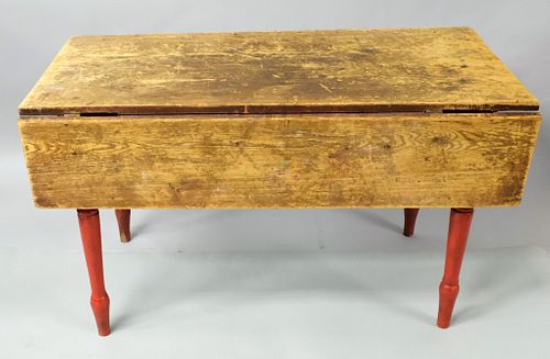 Antique Drop Leaf Primitive Table with Red Painted