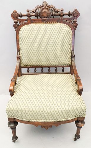 Generously Proportioned Victorian Carved Armchair