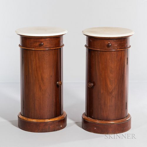 Pair of Marble-top Mahogany Cabinets