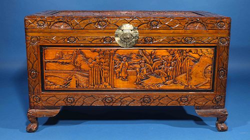 Intricately Carved Chinese Blanket Chest