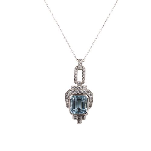 10.75ctw Diamonds, Aquamarine & Platinum Necklace