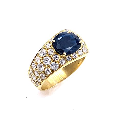 Diamonds & Sapphire 18k Gold Ring