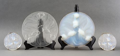 Verlys France Art Deco Satin Glass Fish Plates, 4