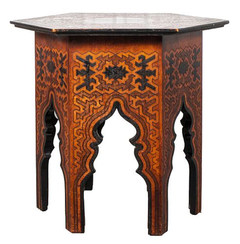 Orientalist Pyrographic side table