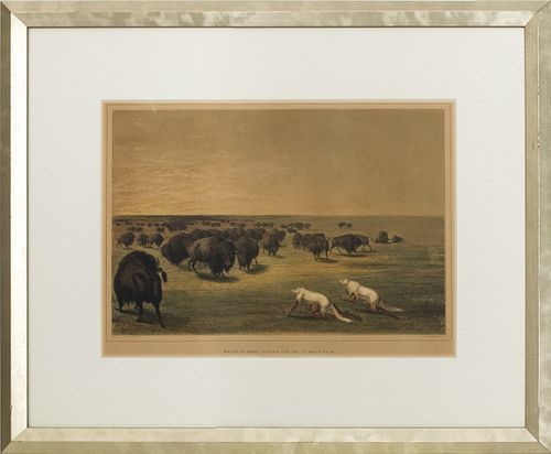 George Catlin 'Buffalo Hunt' Chromolithograph
