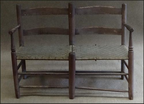 LATE 18THC. WAGON SEAT IN OLD PAINT 39" WIDE
