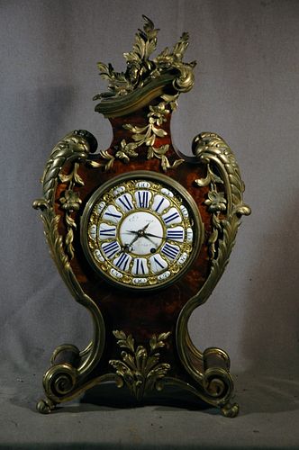Wood & bronze clock