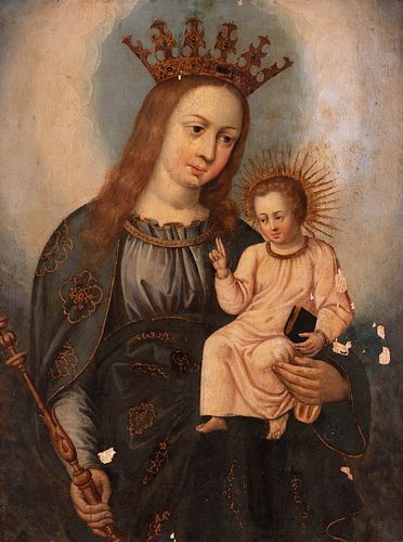 Spanish school of the first half of the sixteenth century. 
"The Virgin crowned with the child Jesus". 
Oil on panel.