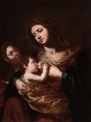 GIOVANNI BATTISTA PIAZZETTA (Venice, 1682-1754). 
"Madonna and Child with St. John Child". 
Oil on canvas. Relined.