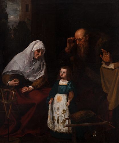 FRANCISCO RIBALTA (Solsona, Lleida, 1565 - Valencia, 1628). 
"St. Joachim, St. Anne and the Child Virgin". 
Oil on canvas.