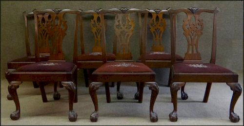 SET OF 6 NY CHIPPENDALE 18THC. CHAIRS