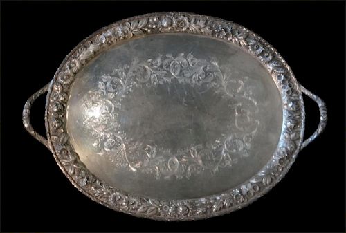 KIRK DOUBLED HANDLED STERL SILVER TRAY