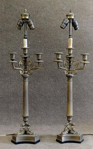PR OF ELECTRIFIED CANDLESTICK LAMPS