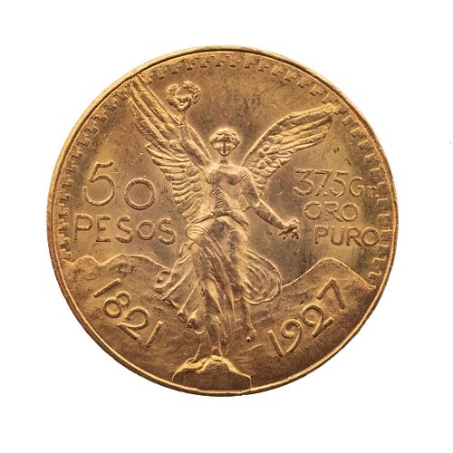 Moneda de 50 pesos oro amarillo de 21k. Peso: 41.7 g. En estuche.