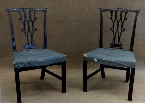 PAIR OF FINE CHIPPENDALE CHAIRS 18THC. ENGLISH