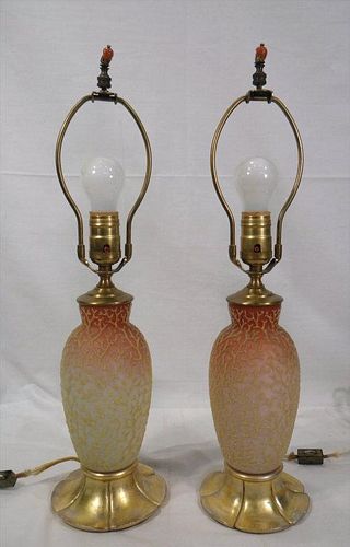 PR OF CORALENE VASE LAMPS