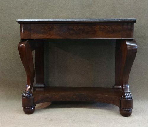 C.1830 MARBLE TOP MAHOGANY CONSOLE TABLE
