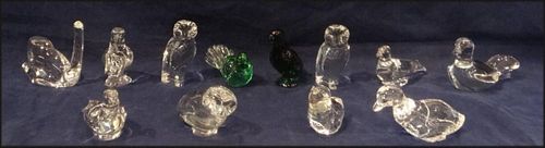 12 BACCARAT CRYSTAL PAPERWEIGHTS, BIRDS