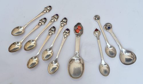 Danish Arts & Crafts .830 Silver Spoons (10)