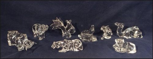8 BACCARAT CRYSTAL PAPERWEIGHTS, BULL, CAMEL, SEAL