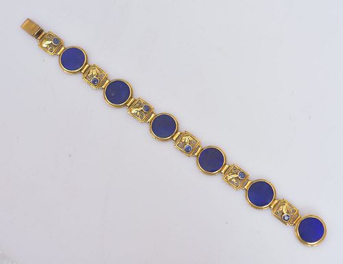 Edward Everett Oakes 18k Gold Lapis Bracelet