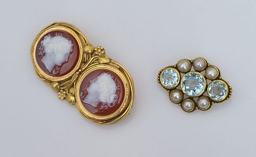 Two Boston Arts & Crafts Gold Brooches