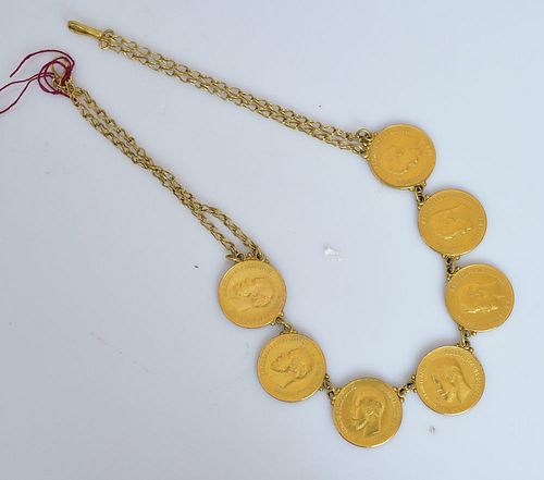 18k Gold Necklace with Russian Coins