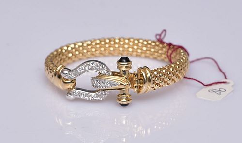14k Gold Diamond and Sapphire Bracelet