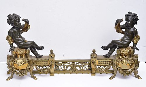 Pair of Impressive French Bronze Chenets
