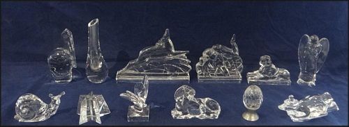 12 BACCARAT CRYSTAL PAPERWEIGHTS, TALLEST 7 1/8"